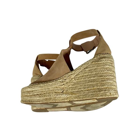 Marc Fisher LTD Annie Espadrille Perforated Leather Platform Wedges - Size 10 - Picture 2 of 10